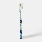 Elegantes Navy White Floral Winter Monogramm iPhone Hülle (Linke Seite)