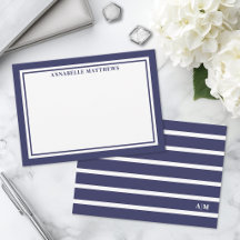 Elegantes navyblau gestreiftes Monogramm