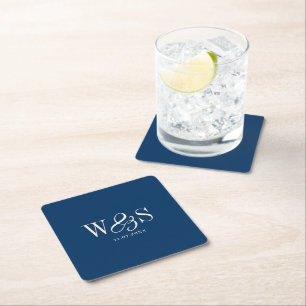 Elegantes navyblaues Anfangsbuchstaben-Hochzeitspa Rechteckiger Pappuntersetzer