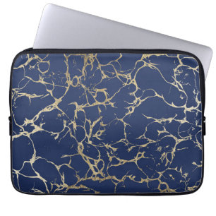 Elegantes navyblaues falsches Goldfolien-Marmor-Mu Laptopschutzhülle