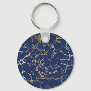 Elegantes navyblaues falsches Goldfolien-Marmor-Mu Schlüsselanhänger