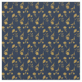 Elegantes navyblaues goldenes Blumenmuster nahtlos Stoff