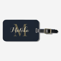 Elegantes, navyblaues, goldenes Monogramm personal