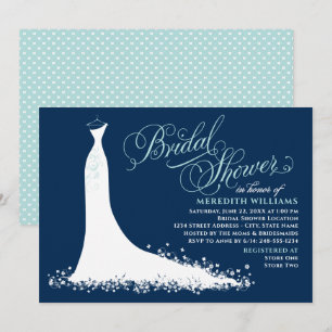 Elegantes navyblaues Hochzeitskleid Brautparty Einladung