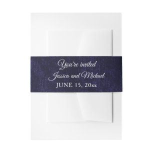 Elegantes navyblaues Samt-Hochzeitsumschlag Einladungsbanderole