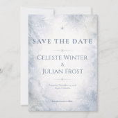 Elegantes nebelblaues Winterfrost-Timeless Save The Date (Vorderseite)