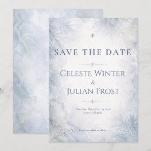 Elegantes nebelblaues Winterfrost-Timeless Save The Date