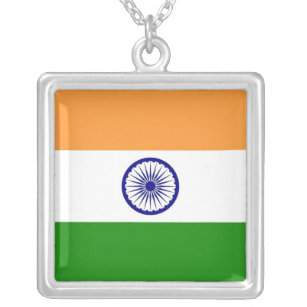 Elegantes Necklace mit Flagge Indiens Versilberte Kette