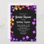 Elegantes Neon Colors Rose Blumenmuster Brautparty Einladung (Vorderseite)