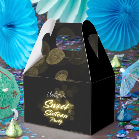 Elegantes Neon Gold Schwarzes Retro Sweet 16. Gebu Geschenkschachtel (Party)