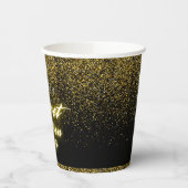 Elegantes Neon Gold Schwarzes Retro Sweet 16. Gebu Pappbecher (Links)