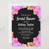 Elegantes Neon Lights Rose Blumenstrauß Brautparty Einladung (Vorderseite)