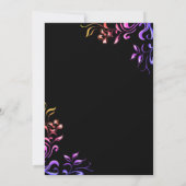 Elegantes Neon Rose Black Floral Brautparty Einladung (Rückseite)