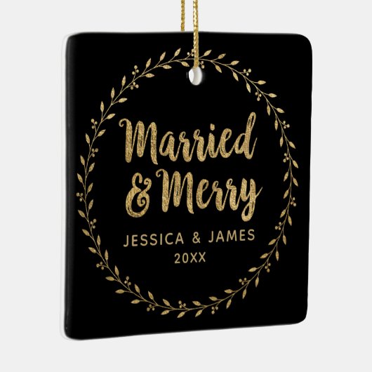 Elegantes neu verheiratetes Foto Verheiratet und f Keramikornament (Rechts)