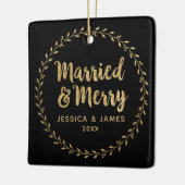 Elegantes neu verheiratetes Foto Verheiratet und f Keramikornament (Links)