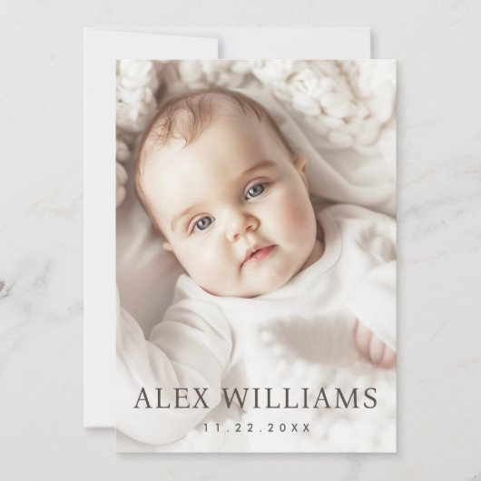 Elegantes neues Baby Ankündigung Foto Dankeschön K (Vorderseite)