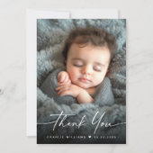 Elegantes neues Baby-Ankündigung Foto vielen Dank Dankeskarte (Vorderseite)