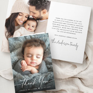 Elegantes neues Baby-Ankündigung Foto vielen Dank Dankeskarte