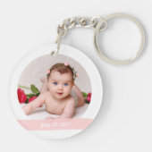 Elegantes neues Baby Girl Date Geburtsdatum Fotos  Schlüsselanhänger (Rückseite)