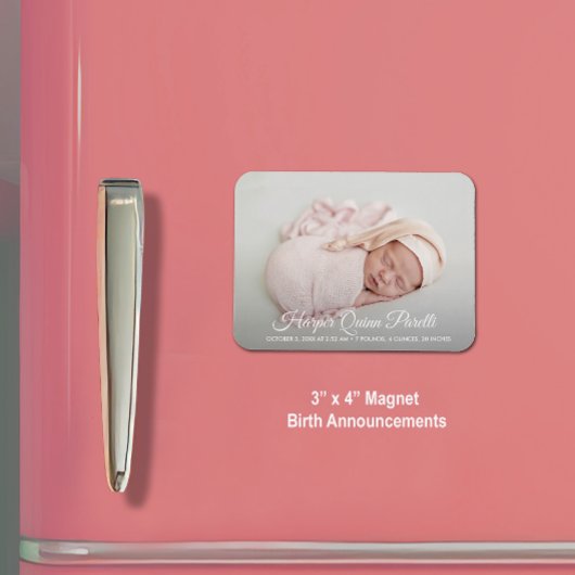 Elegantes Neugeborenes Foto Geburtsankündigung Magnet