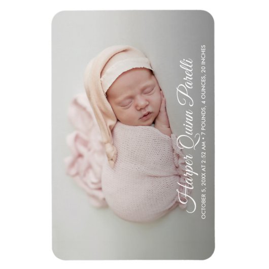 Elegantes Neugeborenes Foto Geburtsankündigung Magnet (Vertikal)