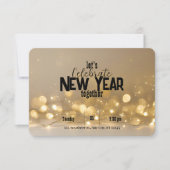 Elegantes Neujahr weiche goldene Lichter und Bokeh Einladung (Vorderseite)