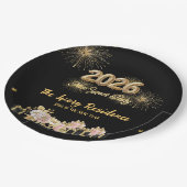 Elegantes Neujahrsfeuerwerk Pappteller (Schrägansicht)