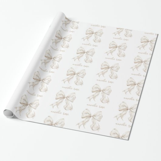 Elegantes Neutral Bow Wrapping Paper Geschenkpapier (Ungerollt)
