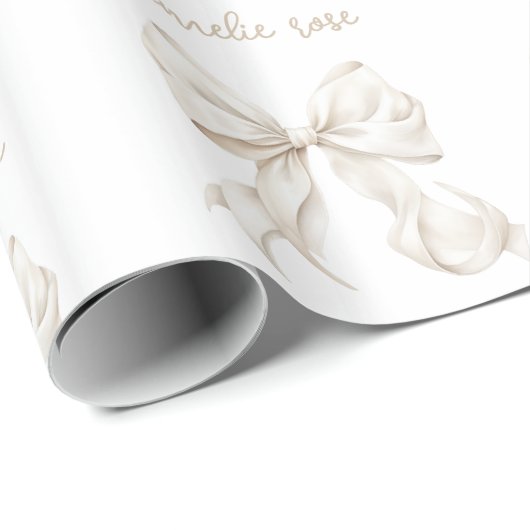 Elegantes Neutral Bow Wrapping Paper Geschenkpapier (Rolleneckpunkt)