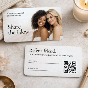Elegantes neutrales ästhetisches Foto-QR-Code-Empf Visitenkarte
