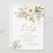 Elegantes neutrales Baby in der Blütendusche Einladung (Vorderseite)