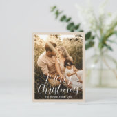 Elegantes neutrales Beige Foto Moderne Weihnachten (Stehend Vorderseite)