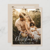 Elegantes neutrales Beige Foto Moderne Weihnachten (Vorne/Hinten)