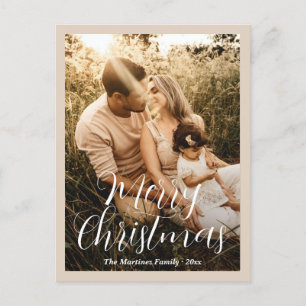 Elegantes neutrales Beige-Foto modernes Weihnachte Feiertagspostkarte
