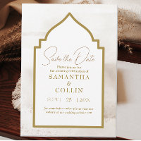 Elegantes, neutrales Beige Gold Save the Date