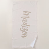Elegantes neutrales Beige-Personalisiertes Monogra Strandtuch (Vorderseite)