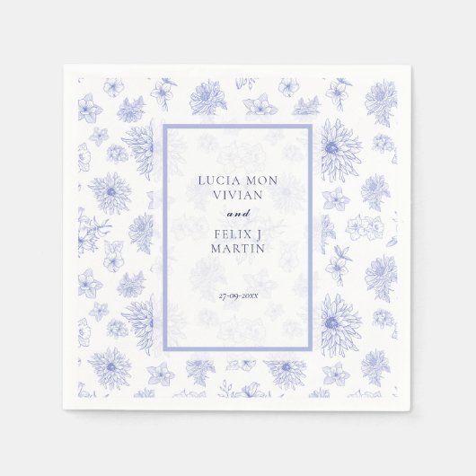 Elegantes, neutrales blaues Schattenblumenfest Serviette (Vorderseite)