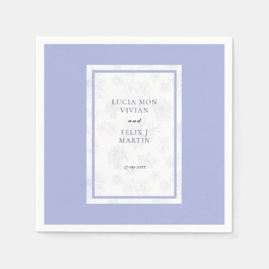 Elegantes, neutrales blaues Schattenblumenfest Serviette (Vorderseite)