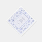 Elegantes, neutrales blaues Schattenblumenfest Serviette (Ecke)