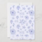 Elegantes, neutrales blaues Schattenblumenmuster Einladung (Rückseite)