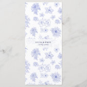 Elegantes, neutrales Blue Blwers Gästeband Abendes Menükarte (Rückseite)