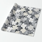 Elegantes neutrales Blumen Graues Blumenmuster Geschenkpapier (Ungerollt)
