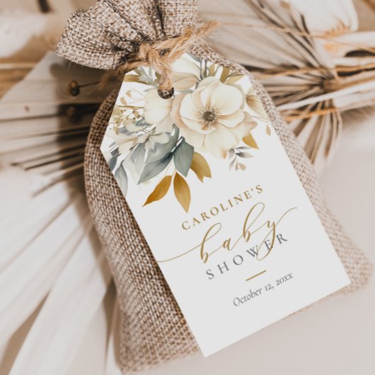 Elegantes neutrales Blumenbaby in der Blütendusche Geschenkanhänger