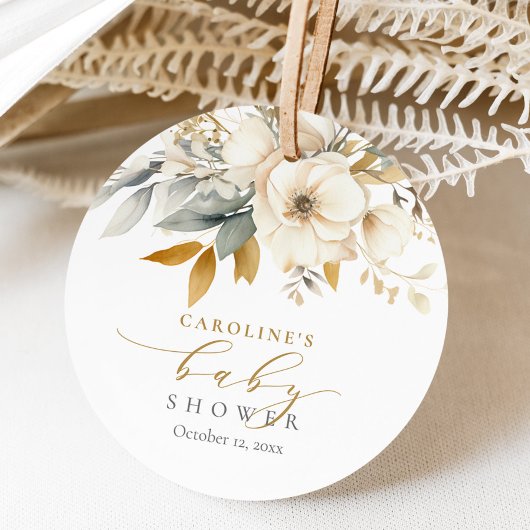 Elegantes neutrales Blumenbaby in der Blütendusche Geschenkanhänger