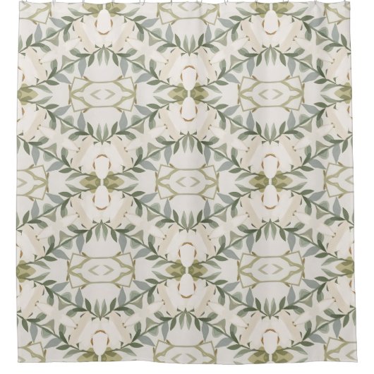 Elegantes neutrales Blumenmuster Duschvorhang (Vorderseite)