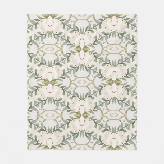 Elegantes neutrales Blumenmuster Fleecedecke (Vorderseite)