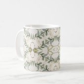 Elegantes neutrales Blumenmuster Kaffeetasse (Vorderseite Links)