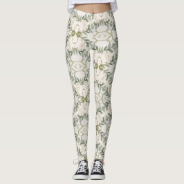 Elegantes neutrales Blumenmuster Leggings