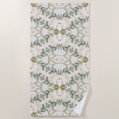 Elegantes neutrales Blumenmuster Strandtuch (Vorderseite)