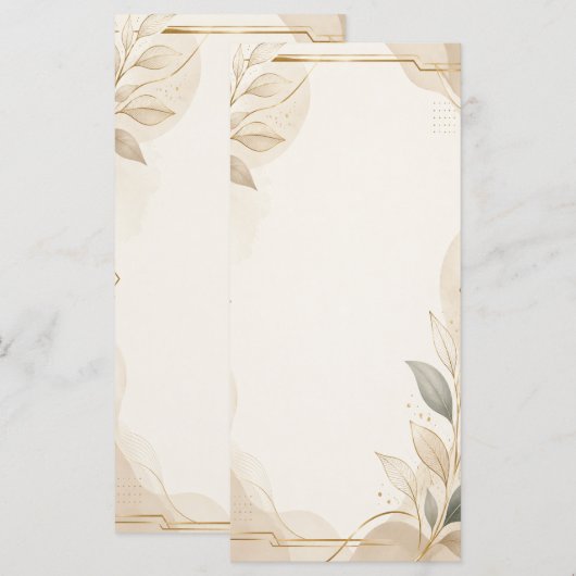 Elegantes neutrales botanisches Hochzeitsprogramm. Programm (Vorne/Hinten)